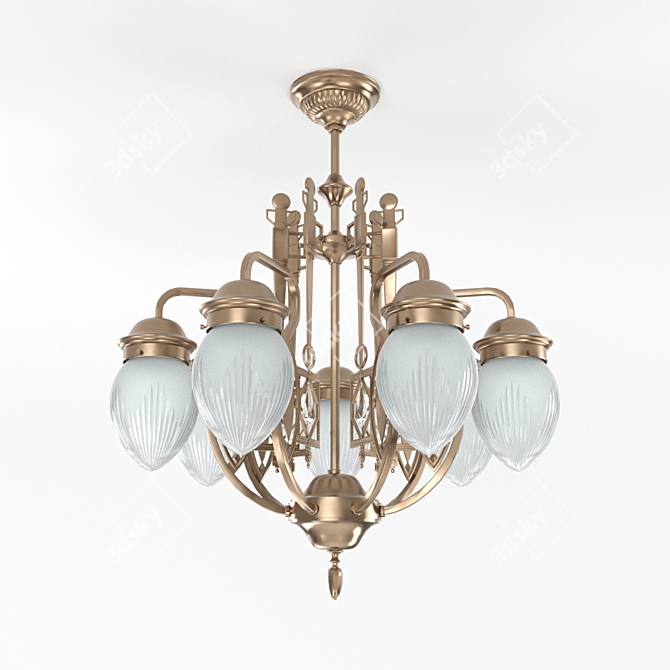 Pannon 7-Armed Brass Chandelier 3D model image 2