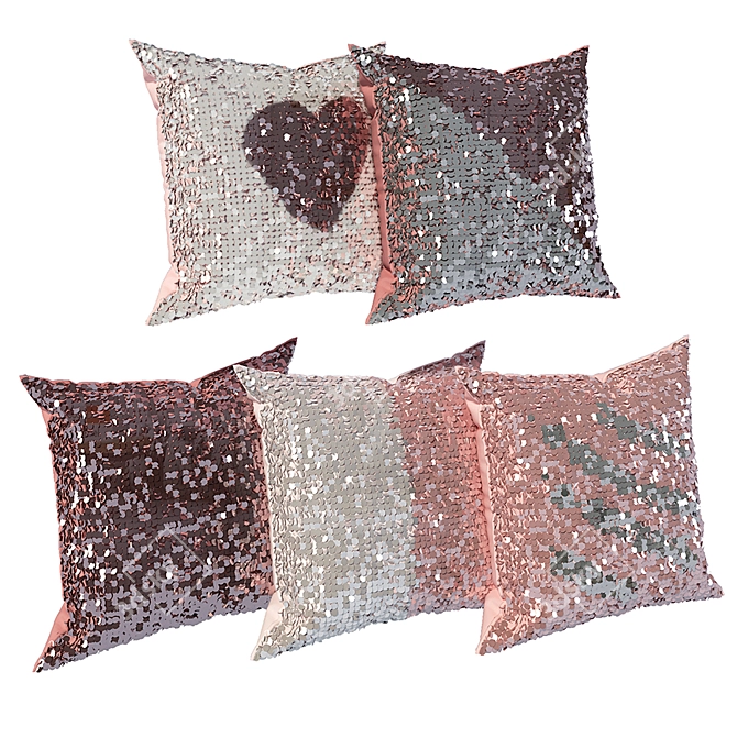 Luxury Crystal Accent Pillows 3D model image 1