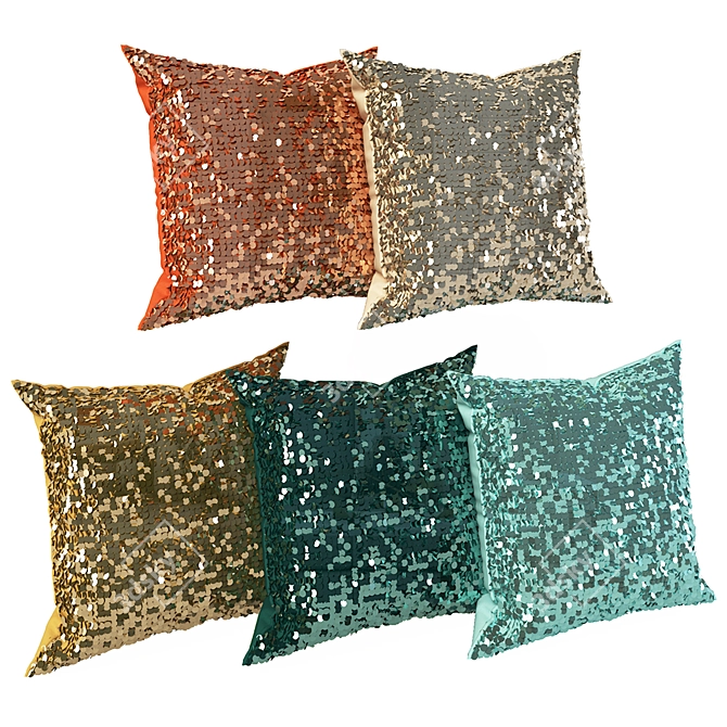 Sparkling Glam Pillows 3D model image 1