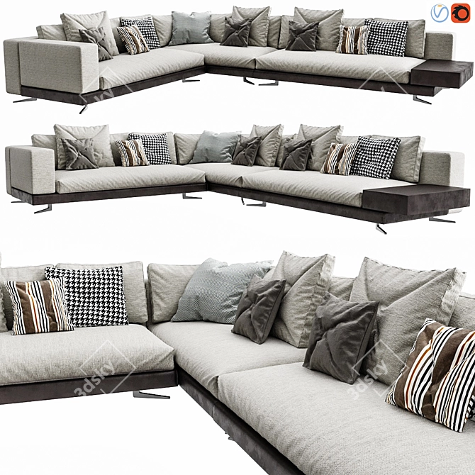 Contemporary Minotti White Sofa Set 3D model image 1