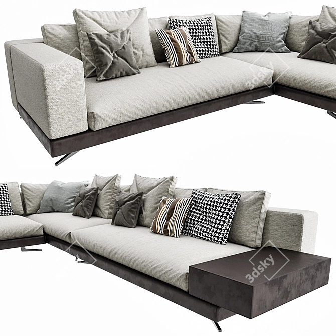 Contemporary Minotti White Sofa Set 3D model image 2