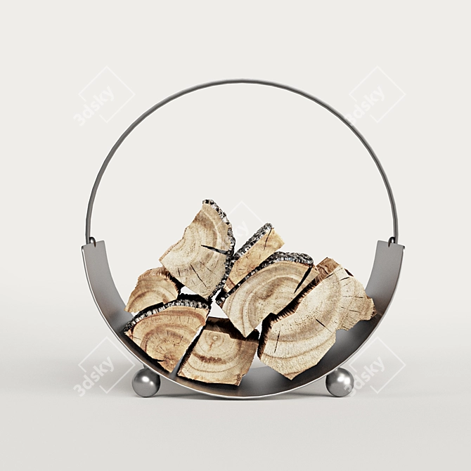 Burnished Steel Log Rack 3D model image 2
