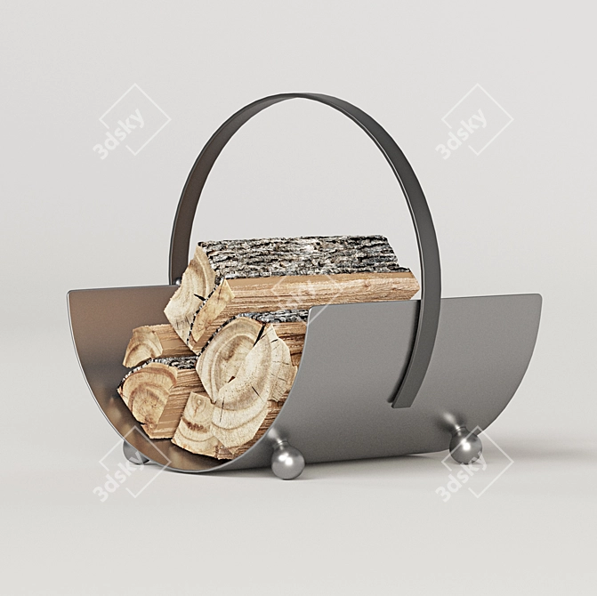 Burnished Steel Log Rack 3D model image 5