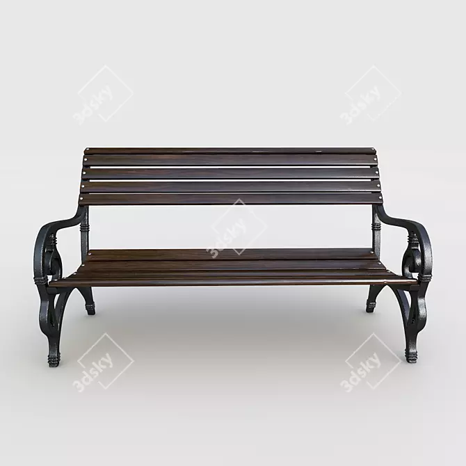 2048x2048 Textured Bench 3D model image 2