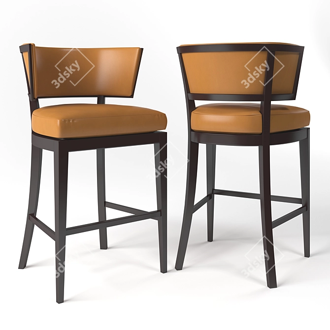 Elegant Rodin Bar Stools 3D model image 1