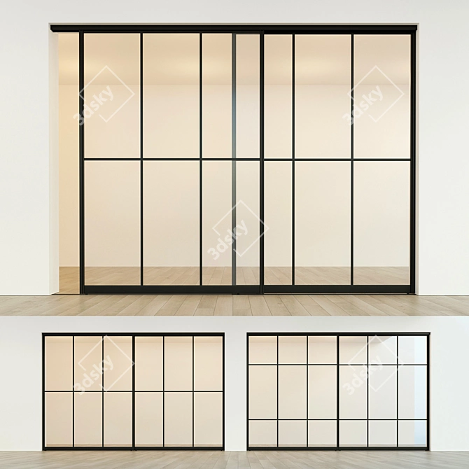 Versatile Sliding Partition Door 3D model image 1