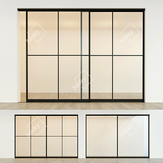 Minimalist Sliding Partition Door 3D model image 1