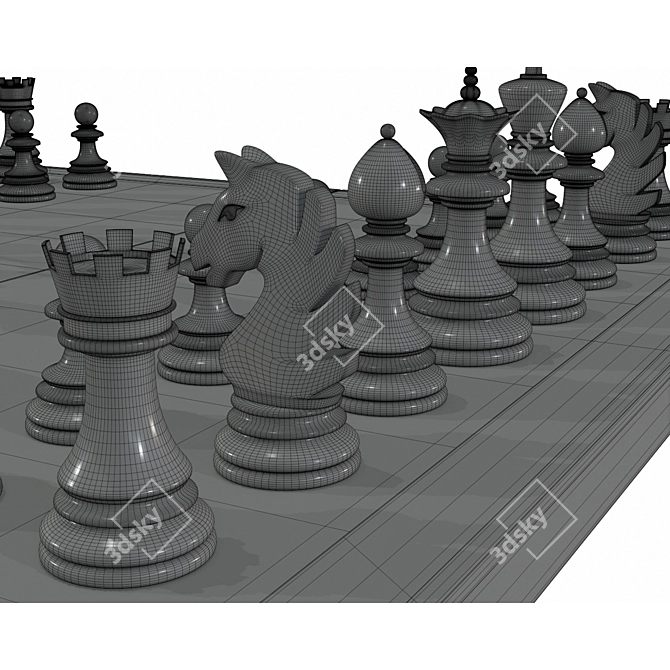 Classic Chess Set: Detailed 3D Pieces 3D model image 3