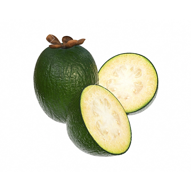 Exotic Feijoa Fruit, Freshly Halved 3D model image 1