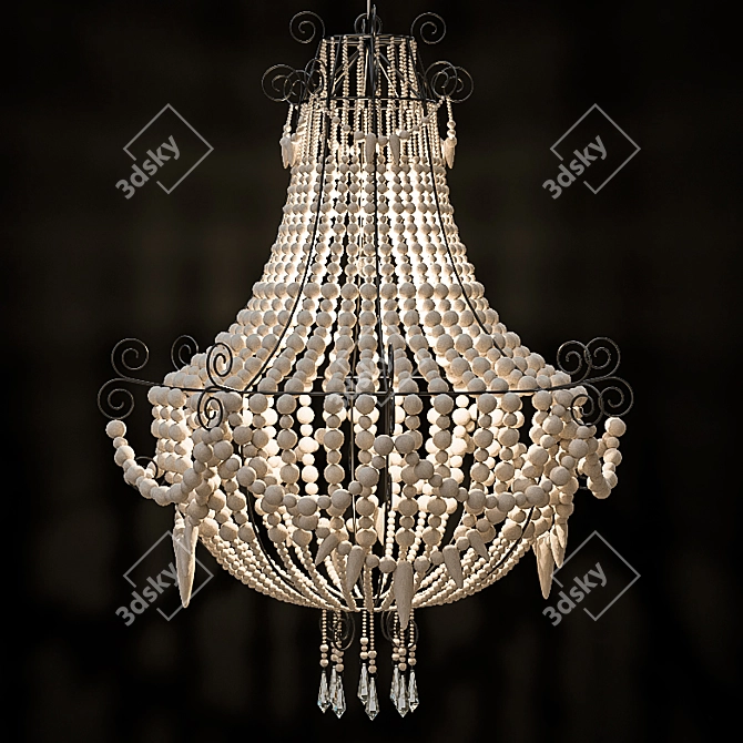 Rustic Mud Beaded Chandelier 3D model image 1