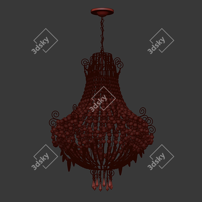 Rustic Mud Beaded Chandelier 3D model image 2