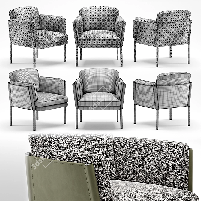 Minotti Shelley Lounge Little Armchair: Danish Design Excellence 3D model image 2