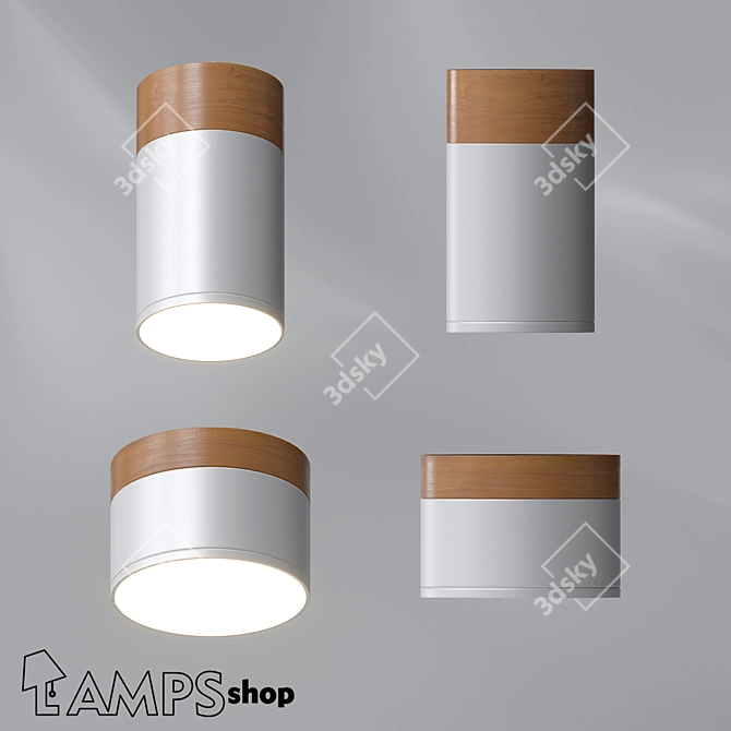 Rustic Wood Spot Lamp 3D model image 1