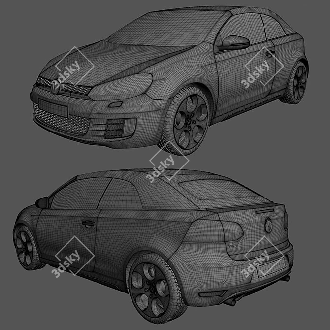 VW Golf GTI Cabriolet 2013: Roof-Optional High-Detail Model 3D model image 3