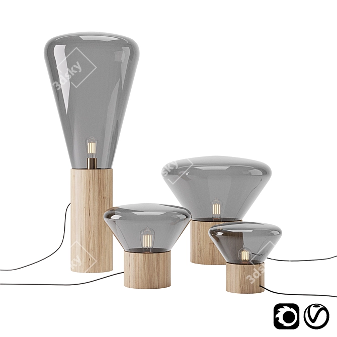 Title: Muffins Oak Lamp: Illuminating Elegance 3D model image 1