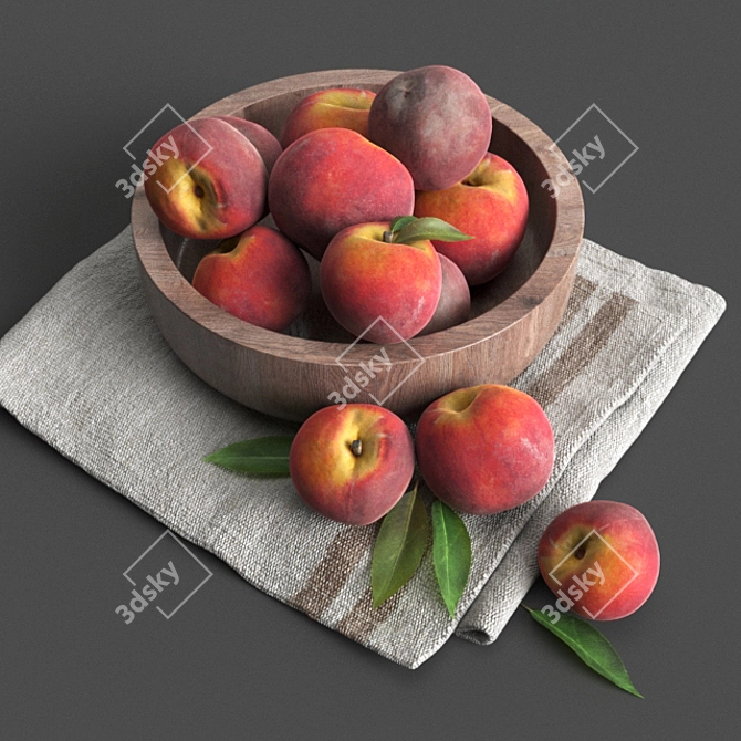 Exquisite Fruit Bowl with Tea Towel 3D model image 1