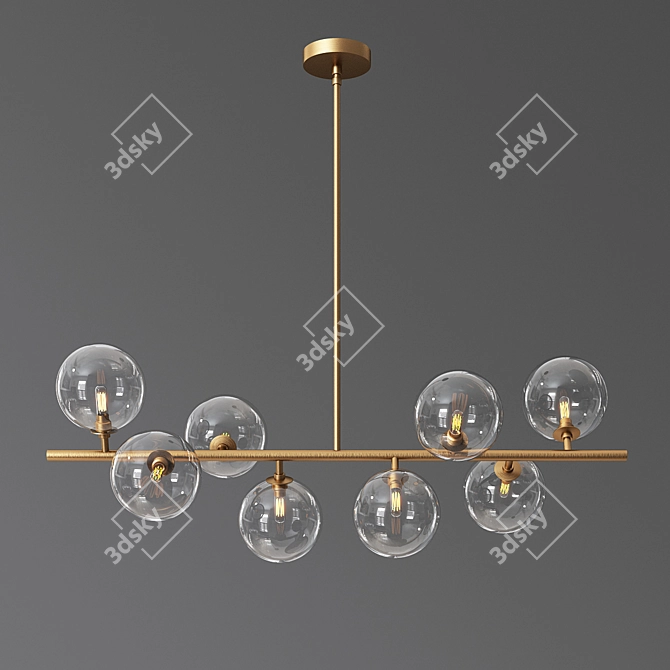 DNA 8 Glass Brass Chandelier 3D model image 2
