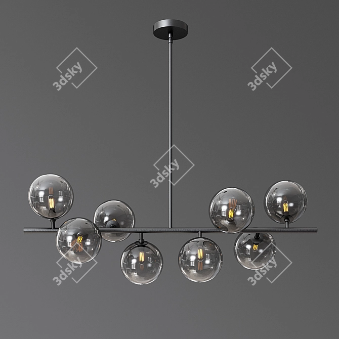 DNA 8 Glass Brass Chandelier 3D model image 3