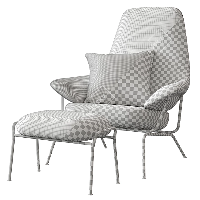 Sleek Mid-Century Hai Chair 3D model image 3