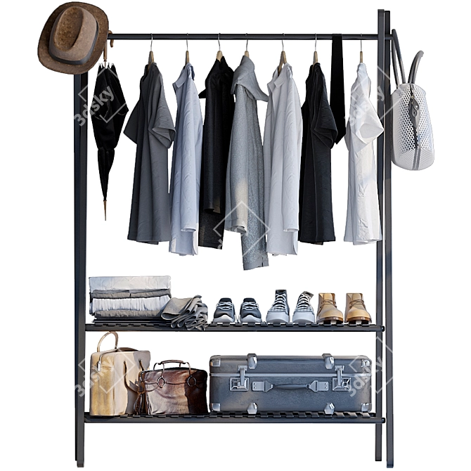 Men's Floor Standing Clothes Rack 3D model image 1