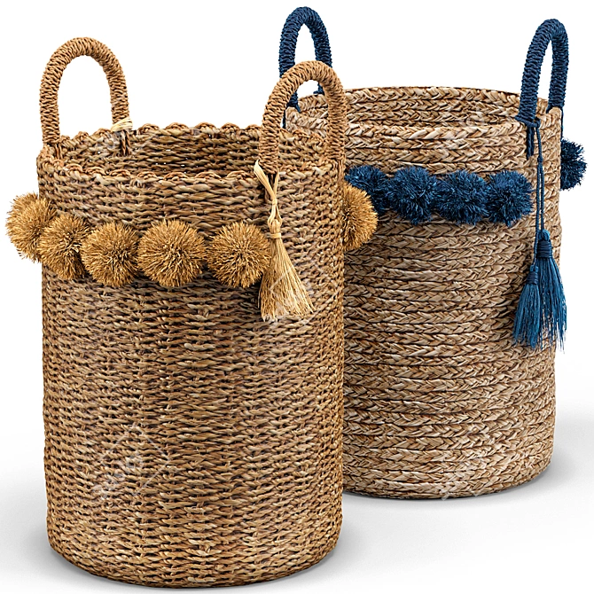 Coastal Charm Tassel Basket 3D model image 2