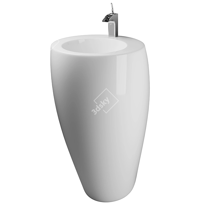 Elegant Porcelain Basin with SSS 3D model image 1