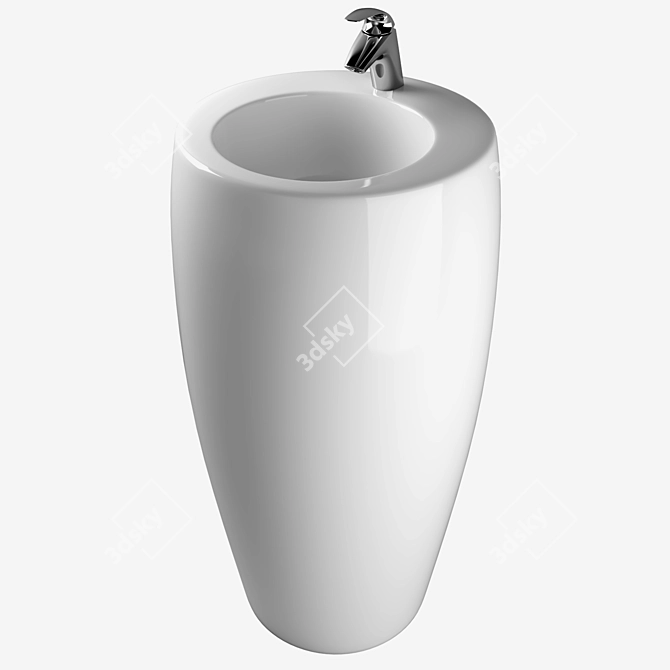 Sleek Porcelain Basin with SSS 3D model image 1