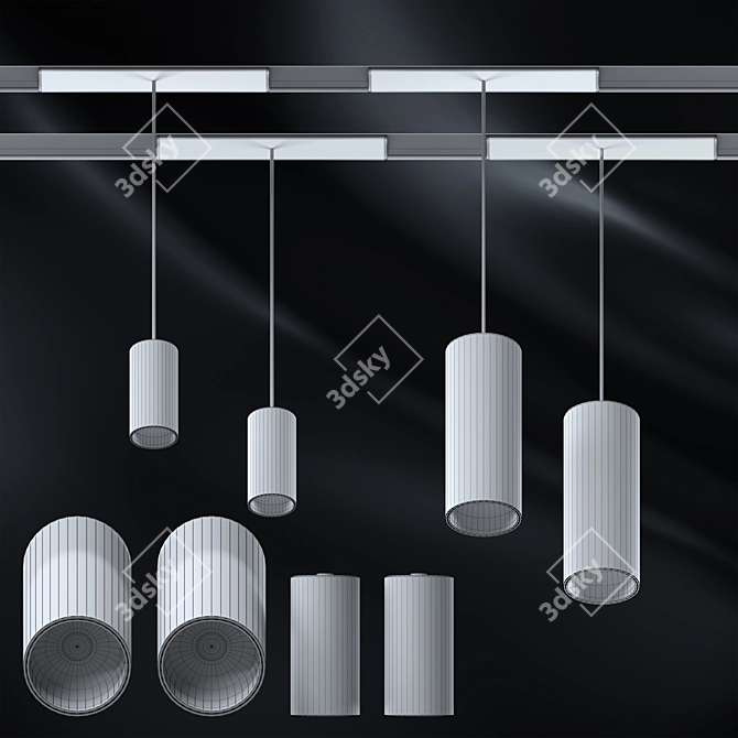 Sleek Magnetic Cylinder Pendant 3D model image 2