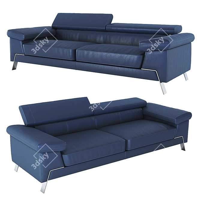 Elegant Italian Leather Sofa 3D model image 1