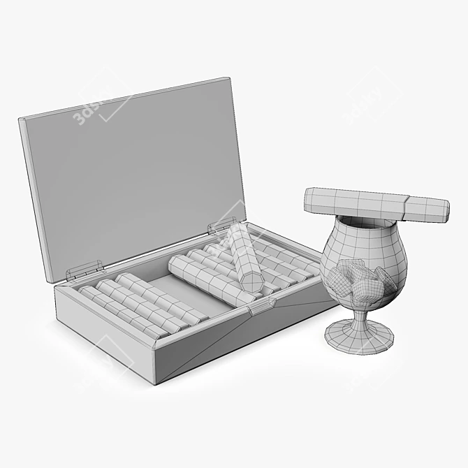 Luxury Whiskey Glass with Cohiba Cigars 3D model image 3