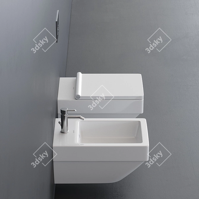 Duravit Vero Air WC & Bidet: Wall-hung Ceramic Set 3D model image 2