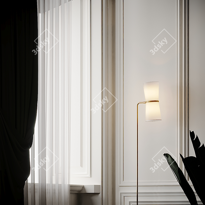 Elegant Clarkson Brass Floor Lamp 3D model image 3