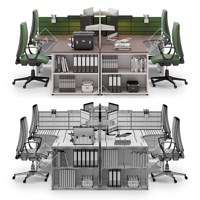 LAS OXI v3: Efficient Office Workspace 3D model image 2