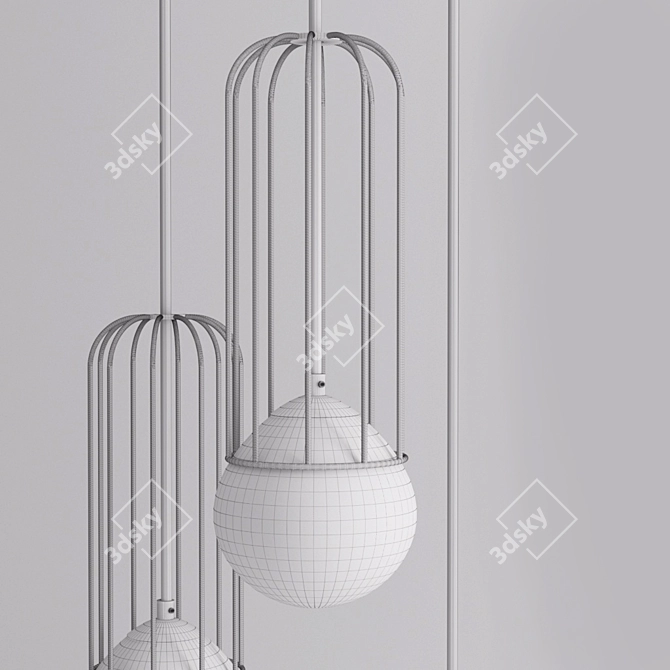 Elegant Golden Pendant Lamp 3D model image 3