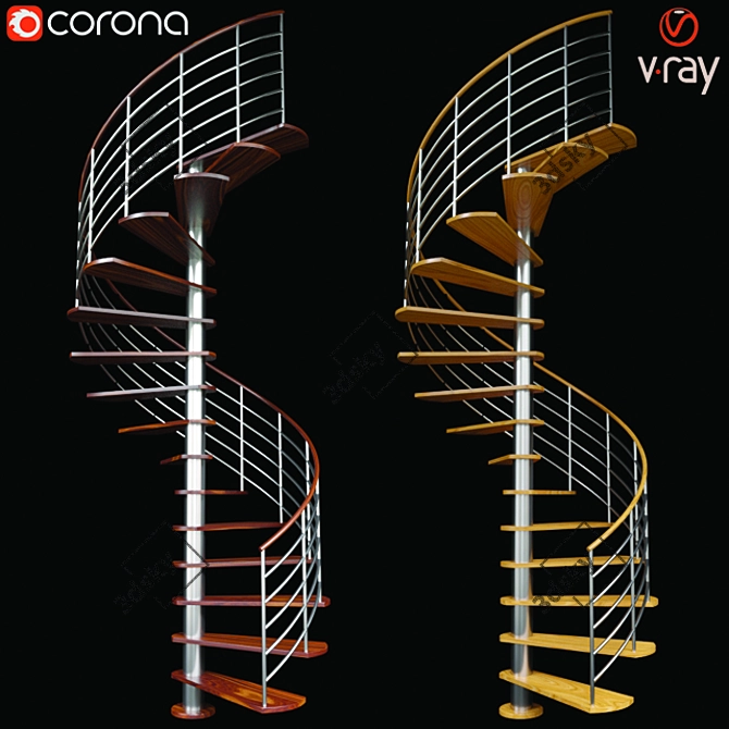  Elegant Spiral Staircase 3D model image 1