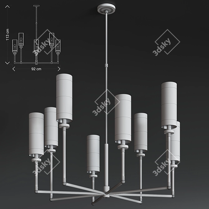 Ziyi Grand Chandelier Oak 3D model image 2