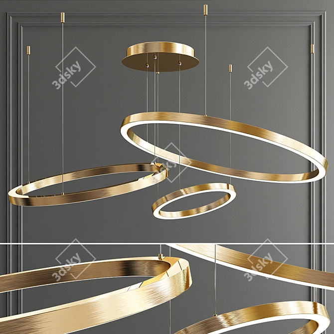 Art Deco LED Hoop Chandelier 3D model image 1