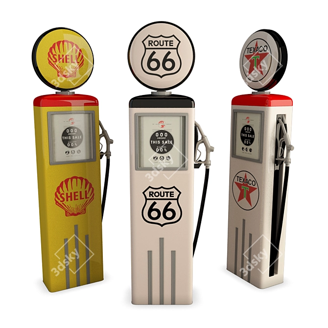 Vintage American Gas Pumps Collection 3D model image 1