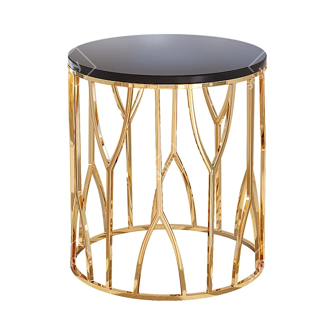 Luxury Gold and Black Glass Coffee Table 3D model image 1