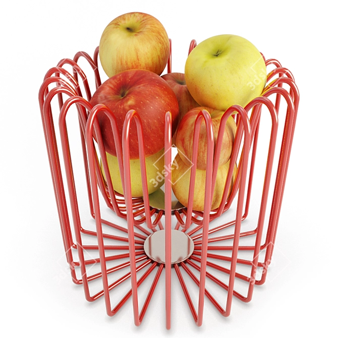 3D Apple Basket: Perfect Kitchen Decor 3D model image 1