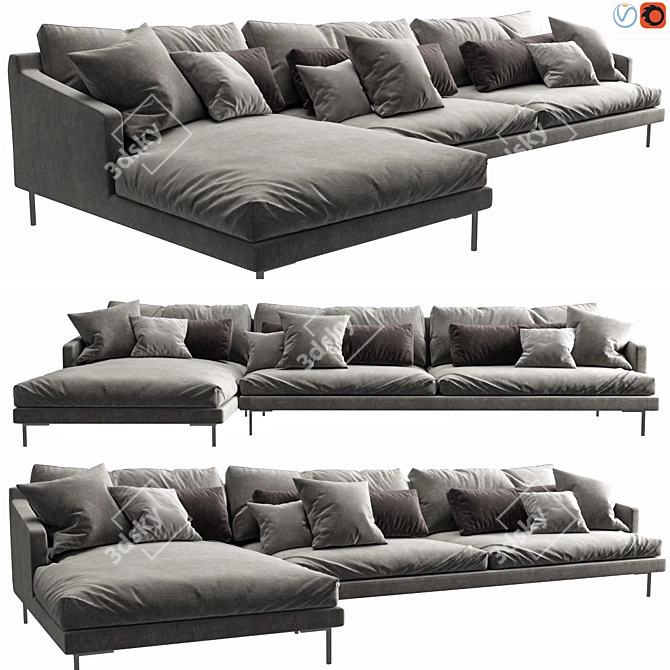 Poliform Bellport Chaise Lounge - Sleek and Stylish Seating 3D model image 1