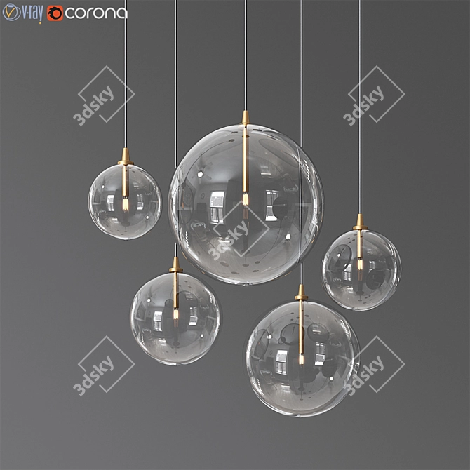 Sleek Glass Globe Pendant 3D model image 1