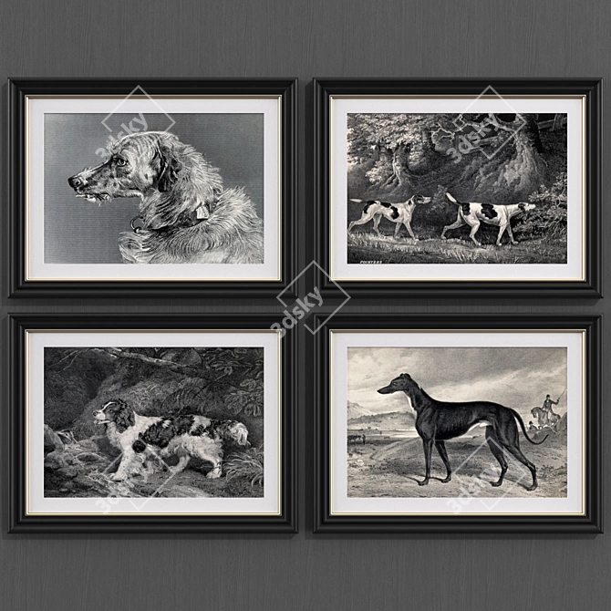 Set of Modern Style Dog Paintings No.173  Link to Artist 3D model image 1