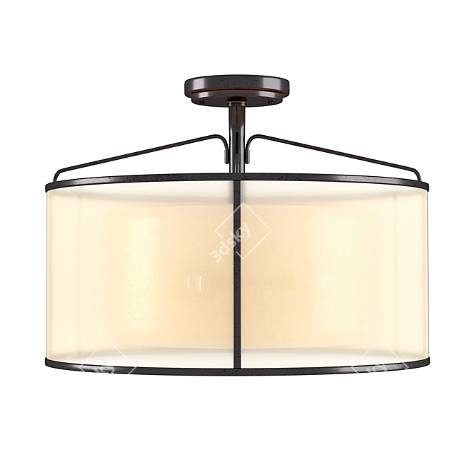 Brisco 3-Light Semi Flush Mount - Elegant Bronze Glass Fixture 3D model image 3