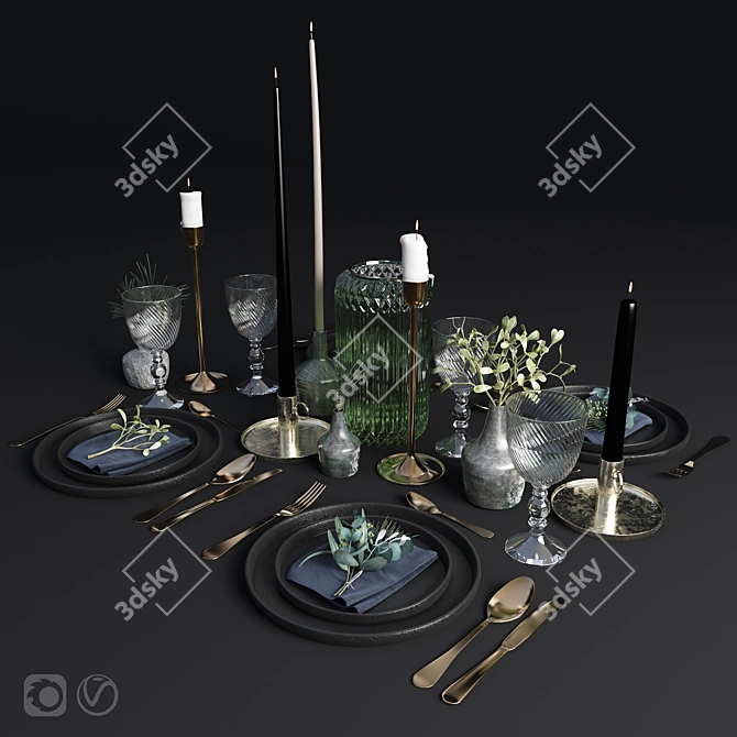 Elegant Table Setting for Stunning Interiors 3D model image 1