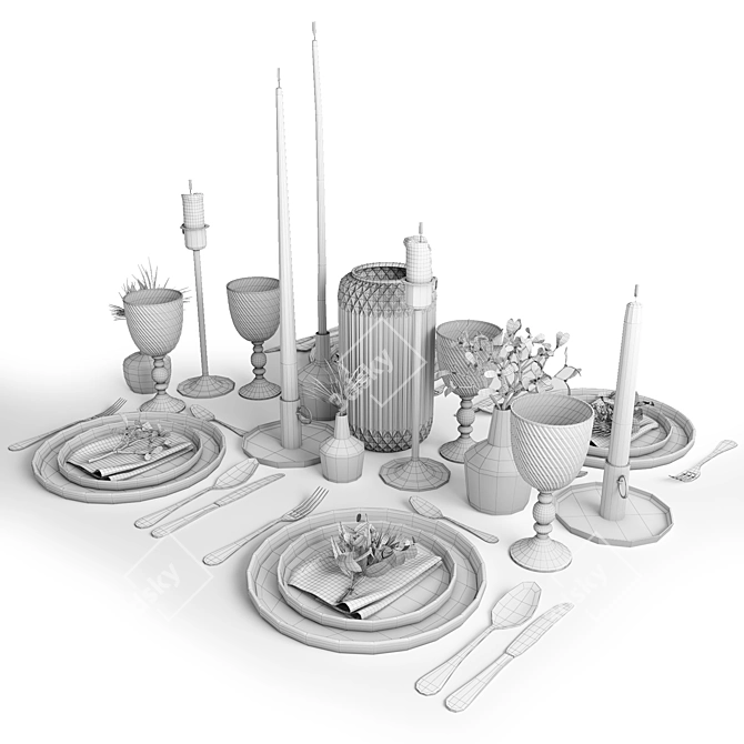 Elegant Table Setting for Stunning Interiors 3D model image 3