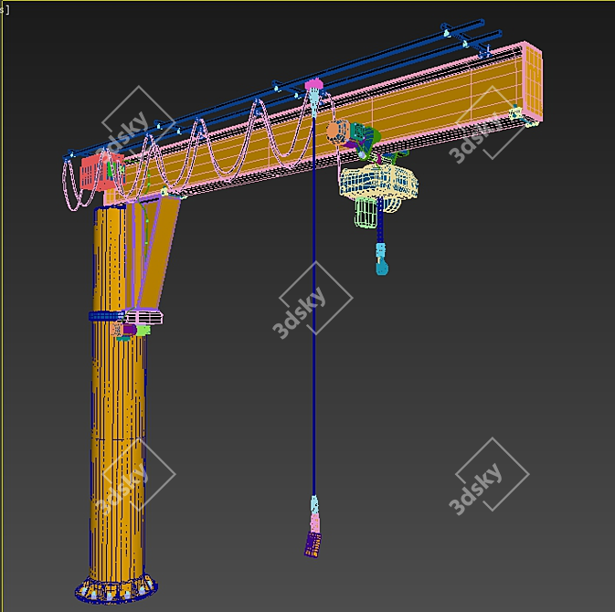 Vintage Crane Lift Set 3D model image 3