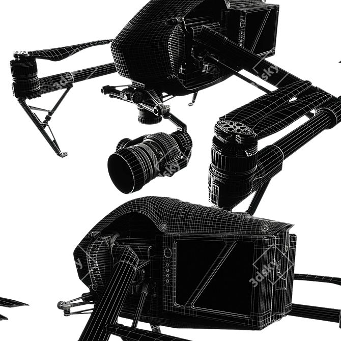 High-Performance DJI Inspire 2 Drone 3D model image 3