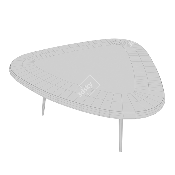 Minimalist Wood and Metal Coffee Table 3D model image 3