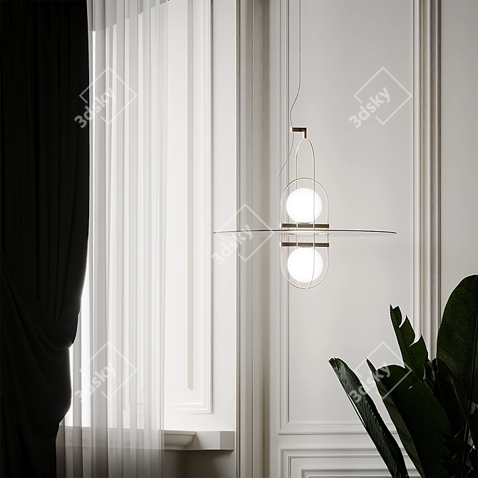 SETAREH - Elegant Blown Glass Pendant 3D model image 4